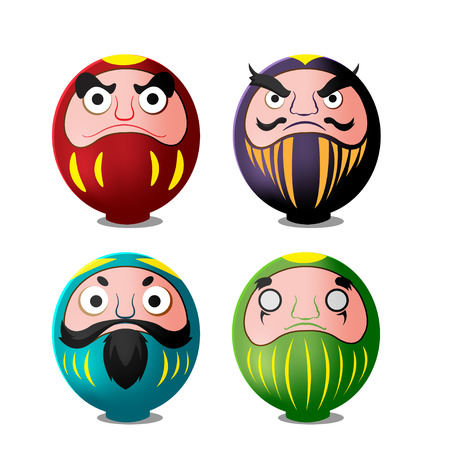 Daruma Japan Culture Isolate Object Vectorのイラスト素材