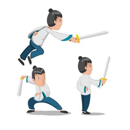 Chinese Hero Young Warrior Character Vectorのイラスト素材