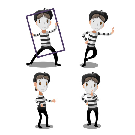 Mime Artist Funny Cartoon Character Vectorのイラスト素材