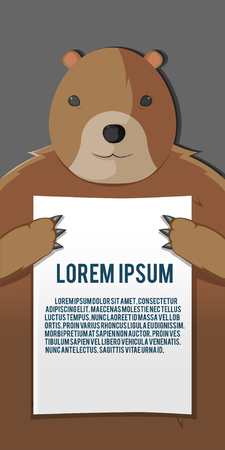Bear Hold Paper Background Template Vectorのイラスト素材