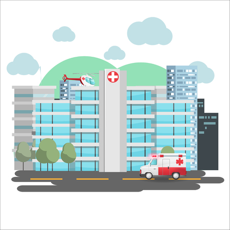 Hospital Emergency Building City Background Vectorのイラスト素材