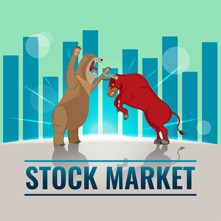 Bull Bear Business Stock Market Background Vectorのイラスト素材