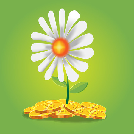 Flower Finance Coin Cartoon Vectorのイラスト素材
