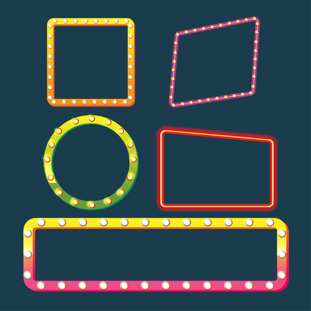 Frame Border Glow Light Set Vectorのイラスト素材