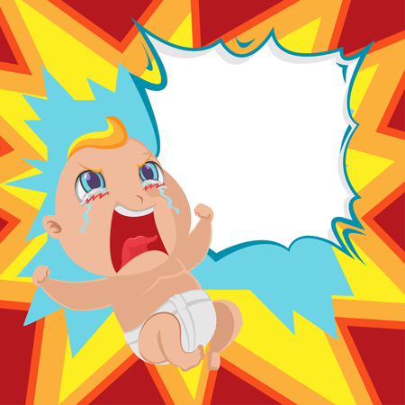 Baby Anger Cartoon Template Background Vectorのイラスト素材
