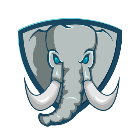 Elephant Shield Logo Cartoon Symbol Vectorのイラスト素材