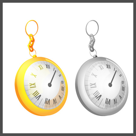 Gold Silver Couple Pocket Clock Vectorのイラスト素材