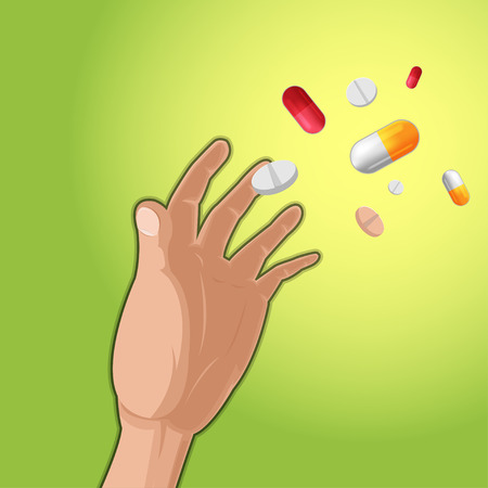 Hand Grab Drug Medicine Capsule Vectorのイラスト素材