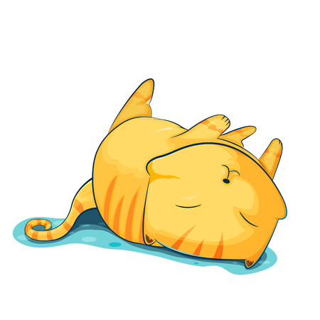 Orange Cat Cute Cartoon Sleep Vectorのイラスト素材