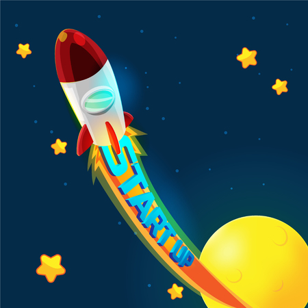 Red Rocket Business Space Fly Vectorのイラスト素材