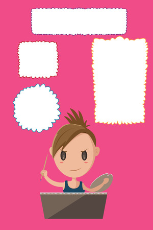 Girl Artist Bubble Text Template Vectorのイラスト素材