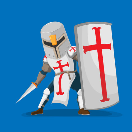 Crusades Knight Warrior Shield Characters Vectorのイラスト素材