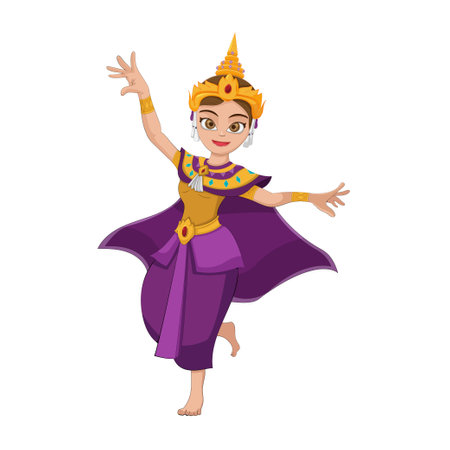 Traditional Thai Dance Character Isolate vectorのイラスト素材