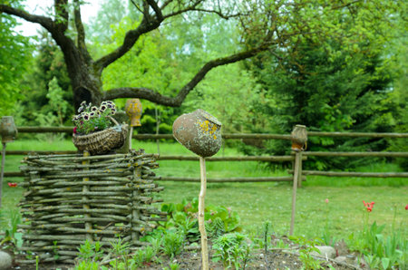 old pots and vases garden exterior itemsの写真素材