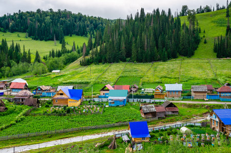 The village in the mountains of the Southern Urals. Russiaの写真素材
