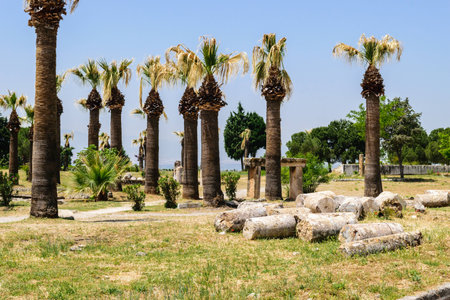 The ancient Greek and Roman city of Hierapolis (Taurus mountains, Pamukkale in Turkey).の写真素材