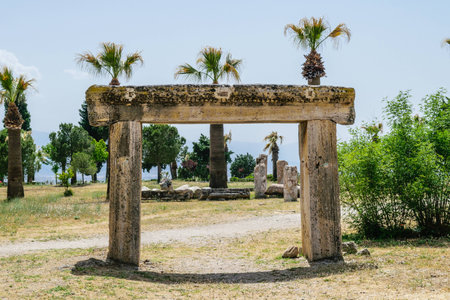 The ancient Greek and Roman city of Hierapolis (Taurus mountains, Pamukkale in Turkey).の写真素材