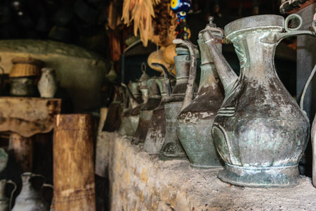 Vintage metal utensils. Yoruk Park. Kemer. Turkeyの写真素材