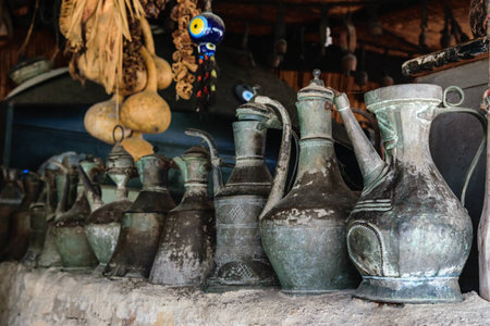 Vintage metal utensils. Yoruk Park. Kemer. Turkeyの写真素材