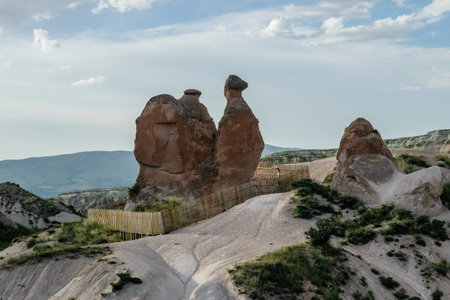 Colourful rock formations in Cappadocia, Turkeyの写真素材