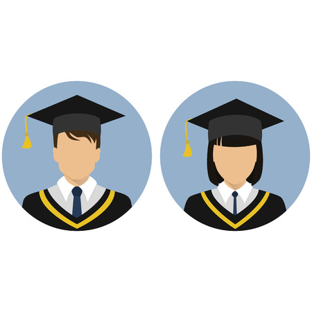 Set avatorki. Student, graduate. Stock vector.のイラスト素材