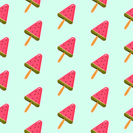 A slice of watermelon, ice cream in the form. Seamless fabric. Background, wrapping paper,...