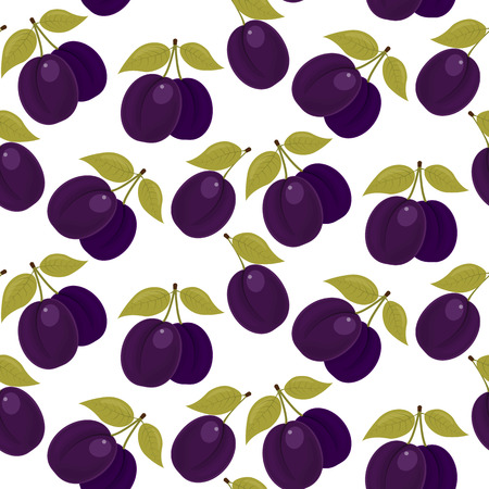 seamless fabric. A ripe plum. Stock vector.のイラスト素材