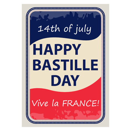 Happy Bastille Day, July 14. Viva France s national day. Vector Illustration. The stained glass design. Suitable for the design of your poster, banner, campaign, and a postcard. Stock vector.の写真素材
