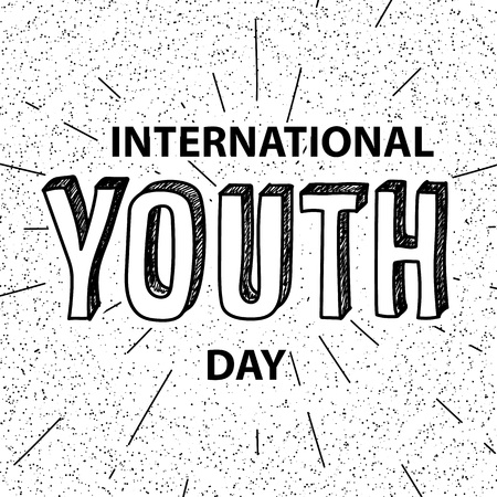 The youth day. The inscription is written in pen. Black color and a thick marker. Design your banner or greeting card. Stock vector.のイラスト素材