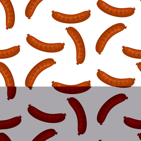 Hot dog, vector seamless pattern with cute fast food symbols isolated on white. Stock vector.のイラスト素材