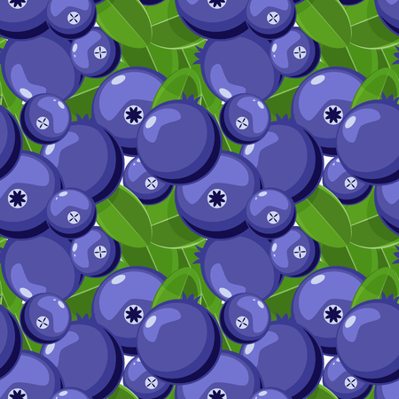 Blueberry vector seamless pattern. Natural fresh ripe tasty blueberries vector illustrationのイラスト素材
