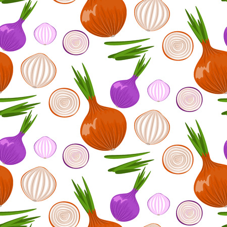 Pretty sketched seamless pattern made of hand drawn onion.Stock vector.のイラスト素材