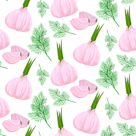 Seamless Pattern Garlic Vegetables Ornament Background Vector Illustrationのイラスト素材