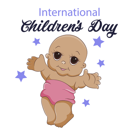 Greeting card design template for International Children's day.のイラスト素材
