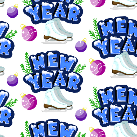 Vector new year seamless pattern. Cute colorful cartoon illustration. Perfect for wrapping paper, bedding, textiles, fabric, cover, Wallpaper, fashion, baby clothes bedding gift packagingのイラスト素材