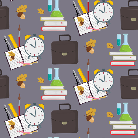 School or office supplies educational accessories vector illustration seamless pattern backgroundのイラスト素材