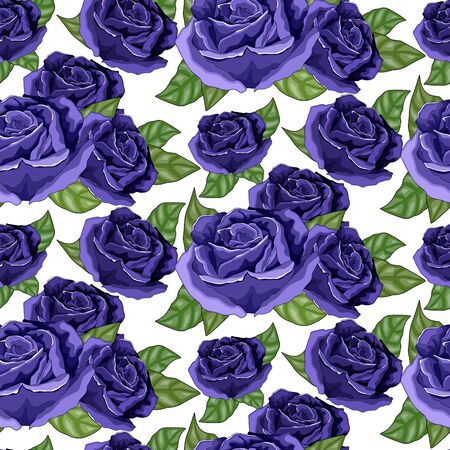 Shabby chic vintage rose blue, vintage seamless patternのイラスト素材