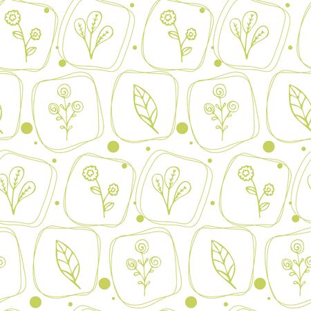 Seamless texture with floral pattern in doodle style.のイラスト素材