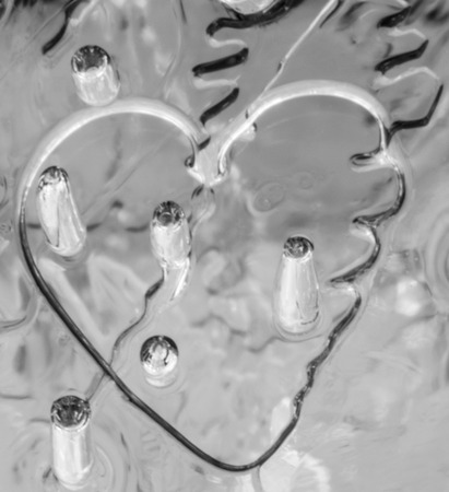 macro ice structure similar to heartの写真素材