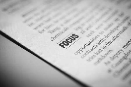 The inscription focus in the newspaper, the focus on the "focus", the concept of focusing attentionの写真素材