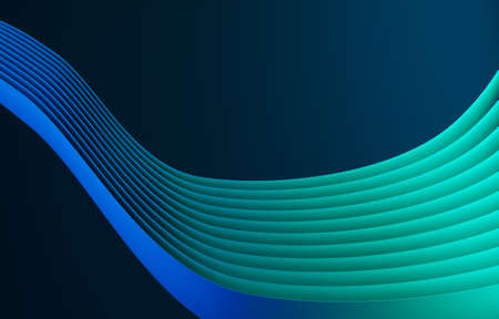 Abstract blue background with a wide stripe illuminated with green and blue light, modern minimalistic color backdrop, 3d renderの写真素材