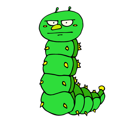 Colored caterpillar in cartoon style. A sketch of the insect.の写真素材