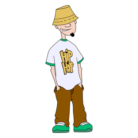 The character of hip-hop. Musician rap. Good hipster. The notion of subculture. The concept of street style. Vector isolated image.の写真素材