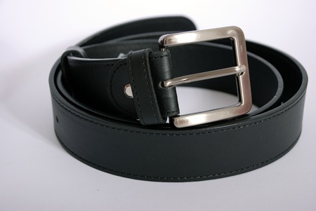 Modern black belt for men, taken in studioの写真素材