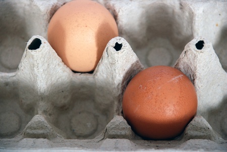 Two eggs, in a boxの写真素材