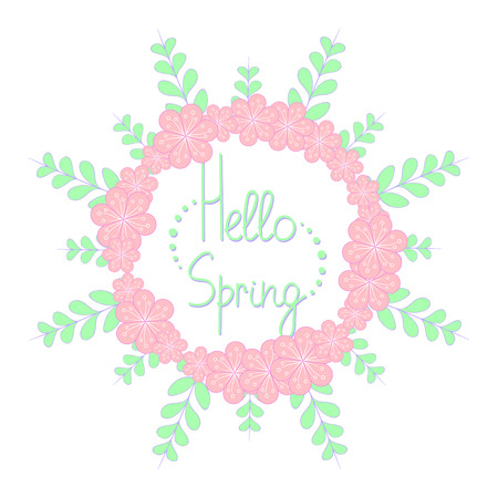Hello spring frame with flowersのイラスト素材