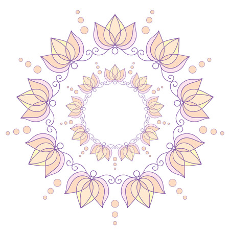 Abstract circular frame with lotusesのイラスト素材