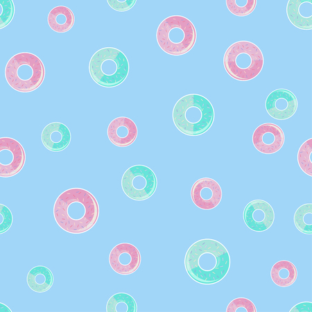 Pattern with colorful glossy donuts, vector illustrationのイラスト素材