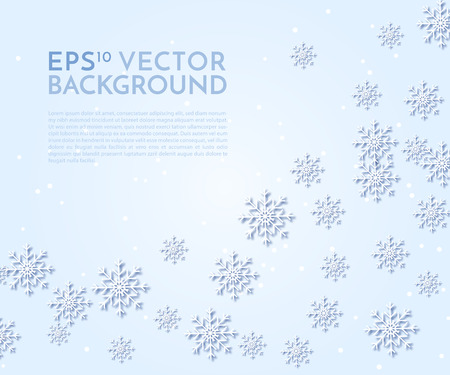 White snowflake greeting background, Merry Christmas and Happy New Year. EPS10 abstract vector blue background.のイラスト素材