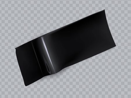 Adhesive duct tape. Realistic black insulating tape, sticky scotch element isolated on transparent background.のイラスト素材